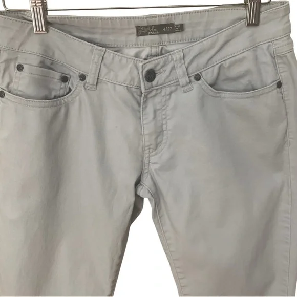 PRANA Kara Slim Leg Low Rise Stretch Jeans Light Grey Style# W4KARA115 Size 4/27 - Picture 4 of 14